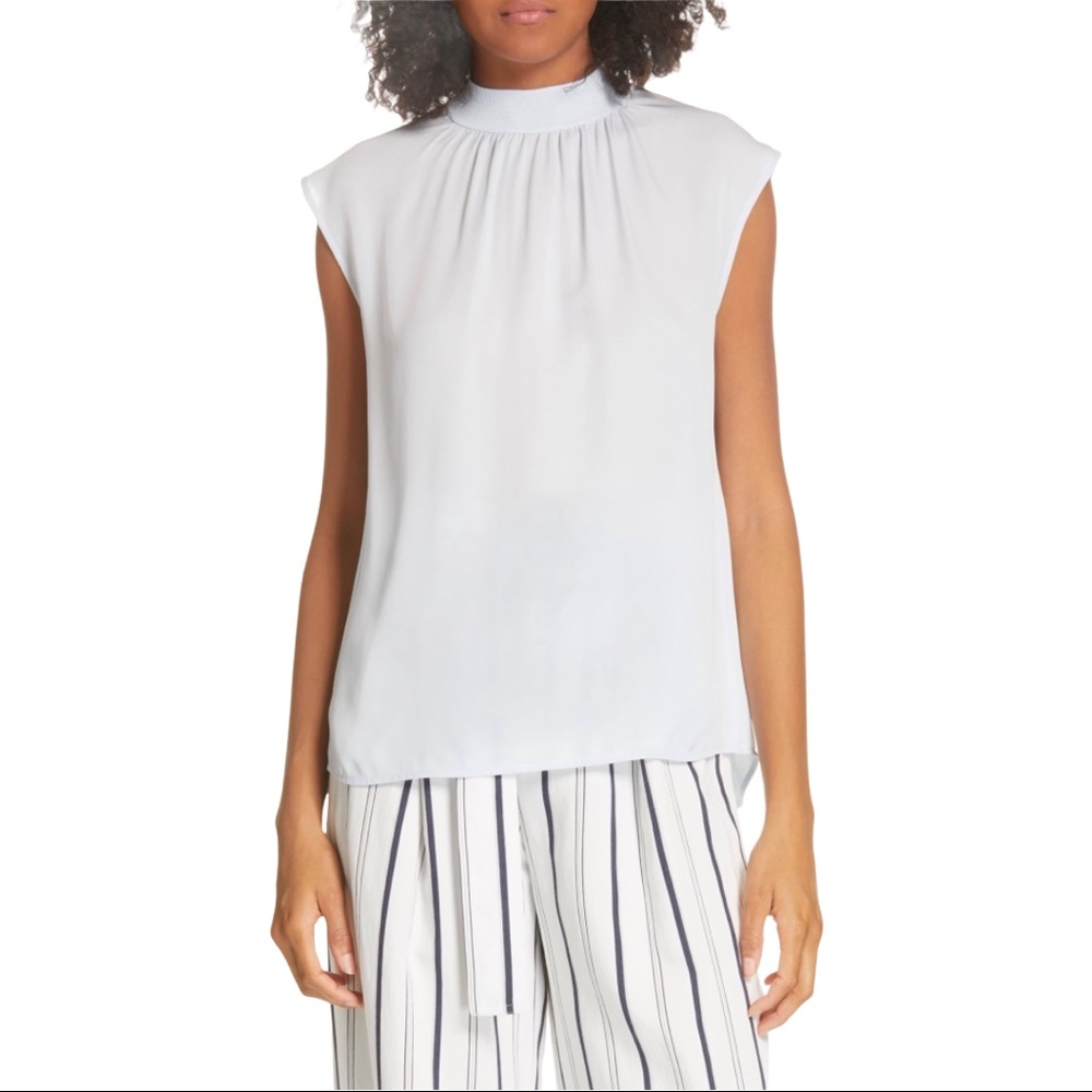 Vince Rib Trimmed Silk Shell